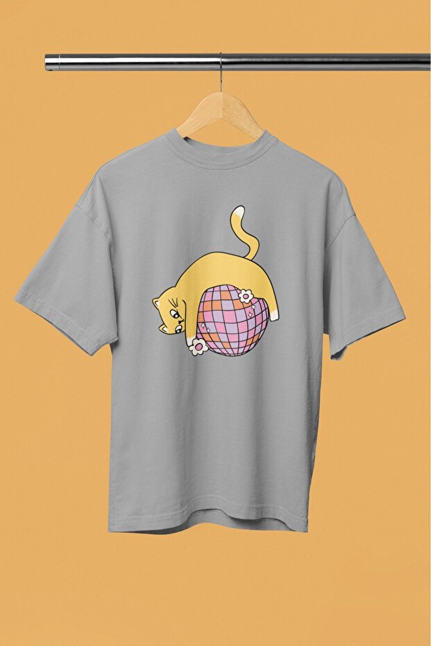 Men/Women Cat8 Transfer Printed Round Neck Short Sleeve T-Shirt