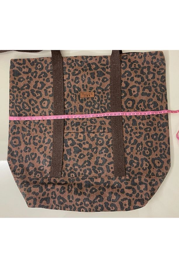 PAMUK GABARDIN LEOPAR DESEN KUMAŞ ÇANTA - 3