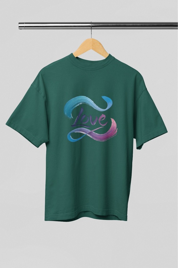 Men/Women Love Transfer Printed Round Neck Short Sleeve T-Shirt