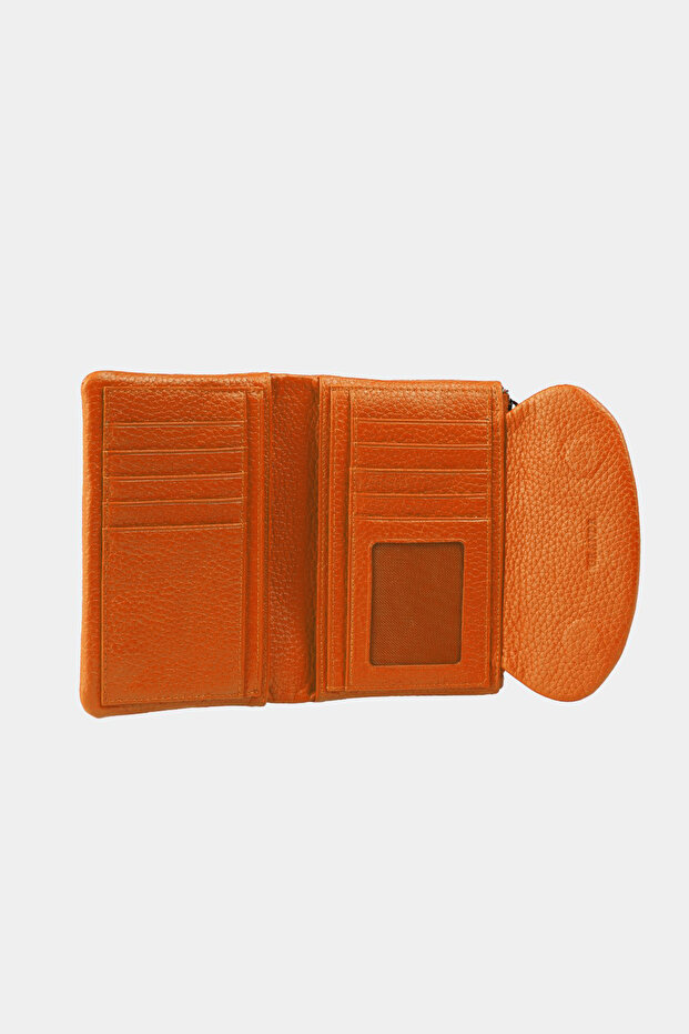 Hakiki Deri Kadın Cüzdan Turuncu 2813 - 3