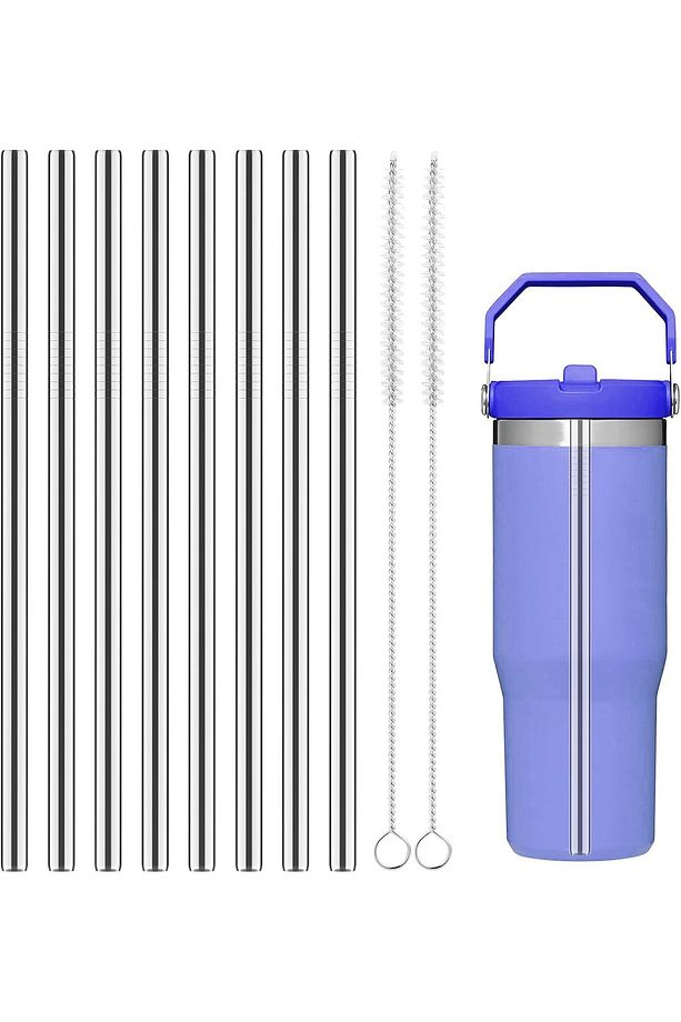 Utasti Iceflow Flip Straw 30oz/890 ml için metal pipet, 8 adet uzun paslanmaz çelik pipet ve 2 temiz - 1