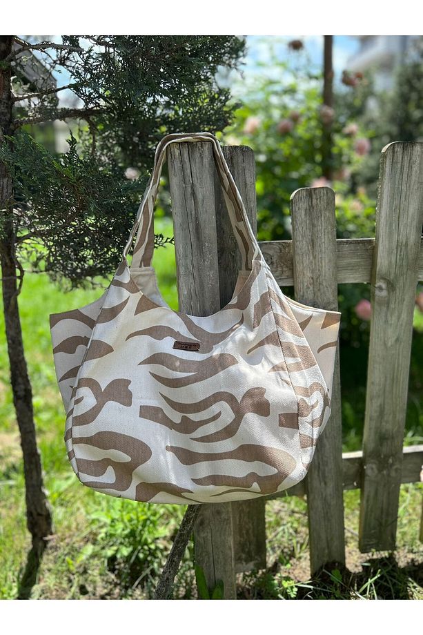 PAMUK GABARDIN ZEBRA DESEN KUMAŞ ÇANTA - 2