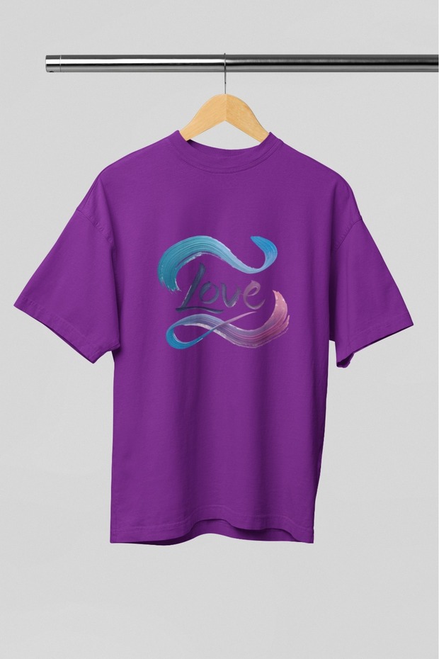 Men/Women Love Transfer Printed Round Neck Short Sleeve T-Shirt