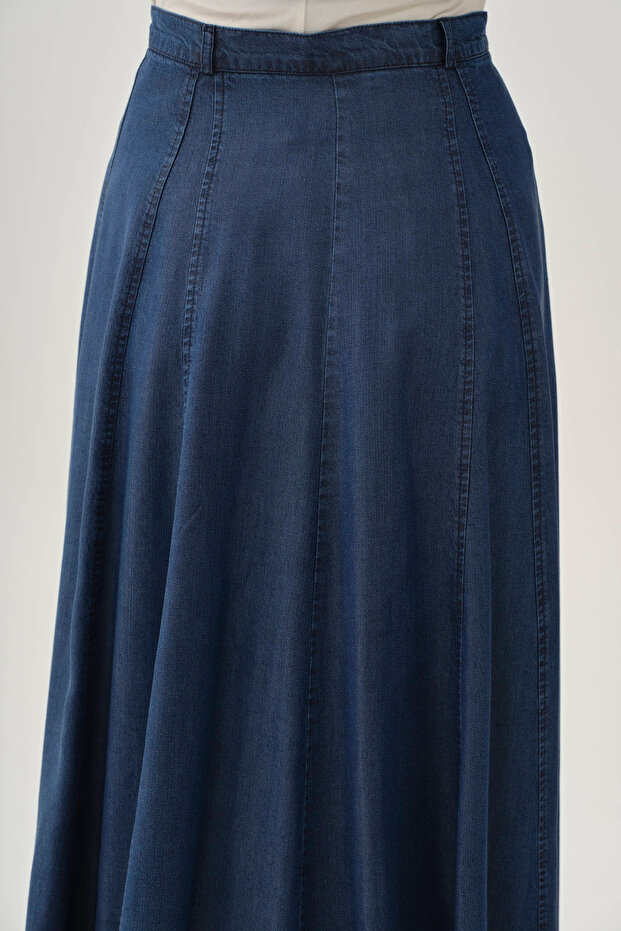 Parçalı Etek - İndigo - 6