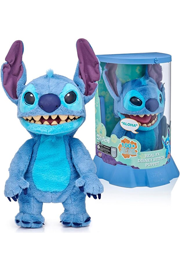 رائع! المادة: Real FX Disney Stitch Plush من Lilo & Stitch - دمية محشوة متحركة مقاس 45.72 سم، أكثر من 100 حركة