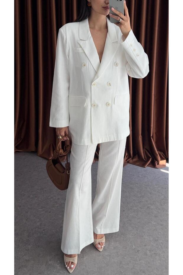 White Buttoned Oversize Jacket - 4