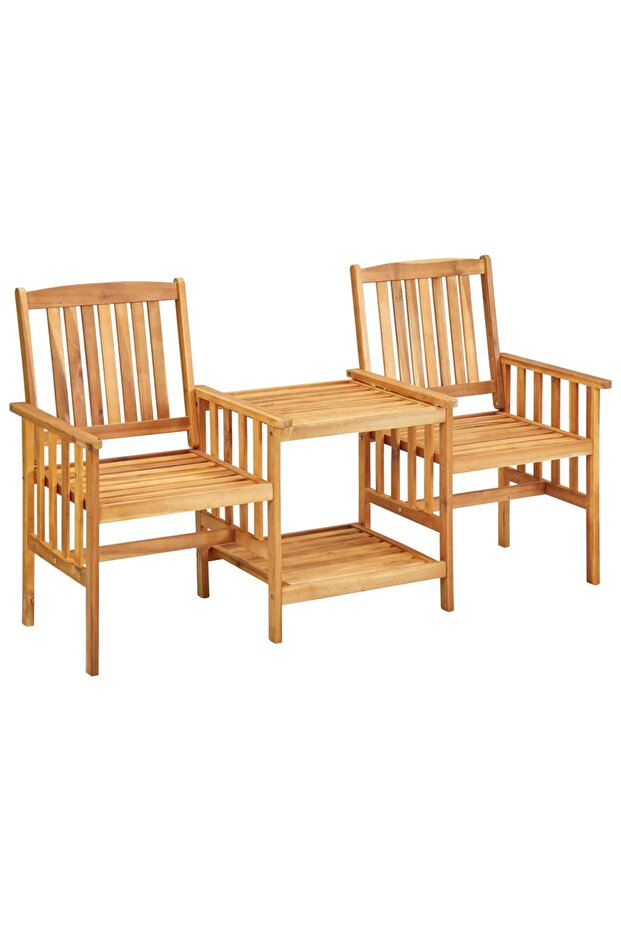 Garden Chairs with Tea Table 159x61x92 cm Solid Acacia Wood
