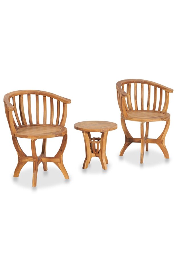 3 Piece Garden Bistro Set Solid Teak Wood