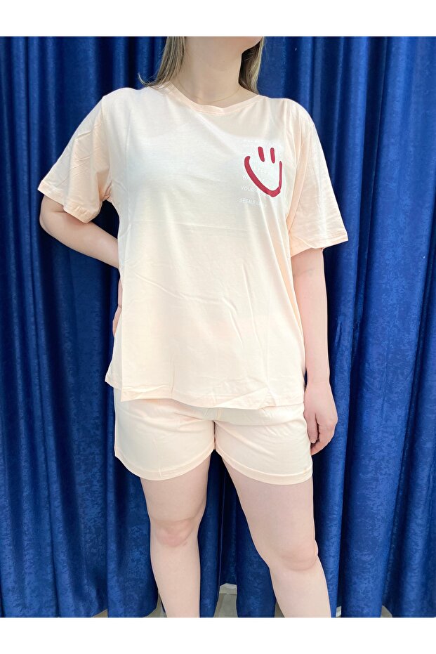 Kadın Kısa Kollu Şortlu Pijama Takımı - Over Sleep 1133 / Pamuklu Kumaş - 3