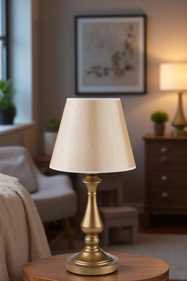 MEGAN ESKİTME AÇIK HASIR ABAJURLU MASA LAMBASI - 1