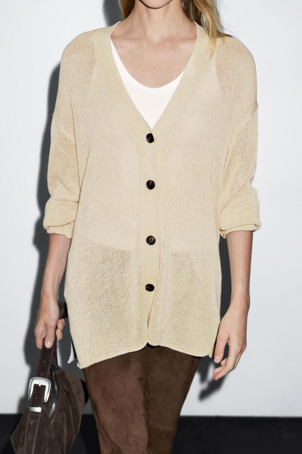 Oversize ince triko hırka - 3