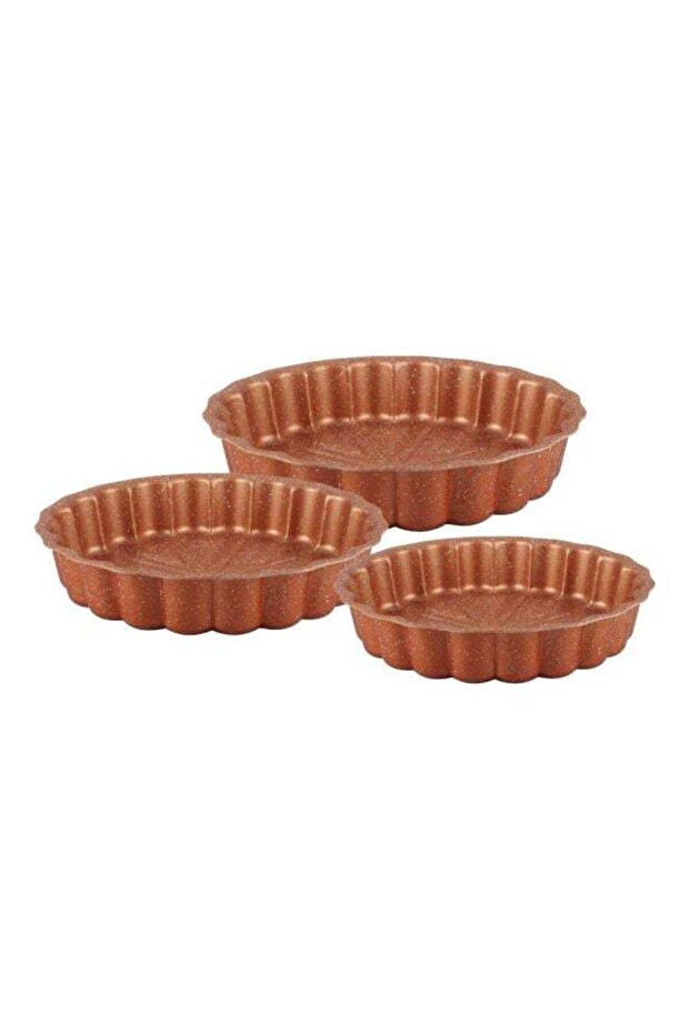 3-Piece Granite Cake Pan Set Brown (24, 28, 32 cm)