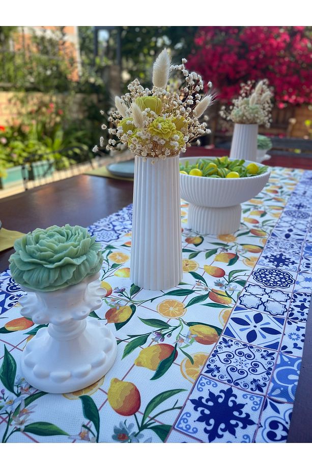 Bahçe Kahvaltı Brunch Limon Temalı Runner ve Masa Ortası Süsü Set - 3