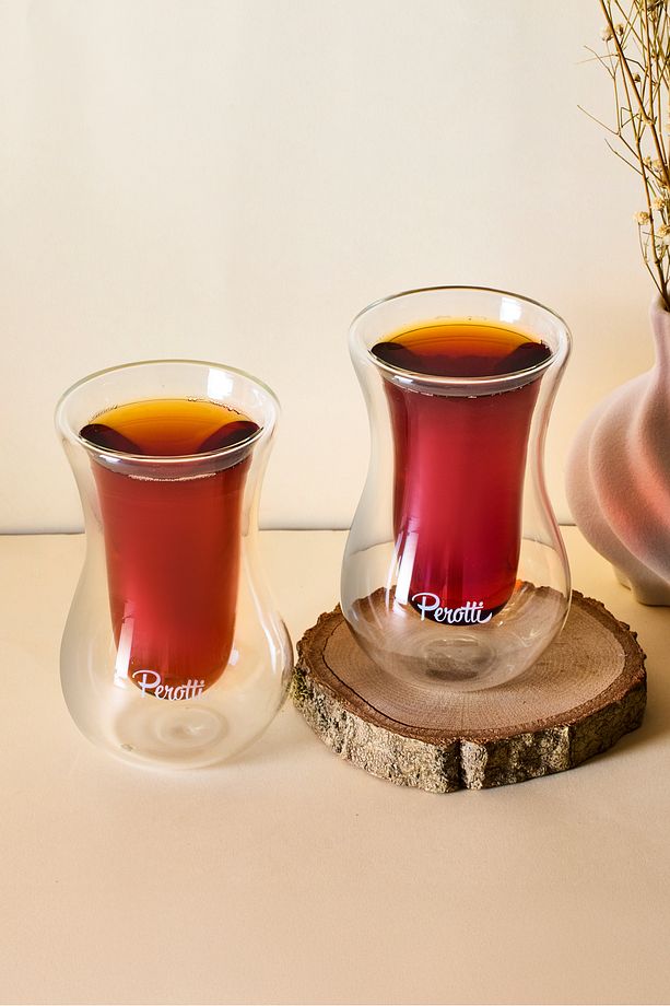 2'li Isıya Dayanıklı Çift Cidarlı Cam Çay Bardağı 150 ml - 1