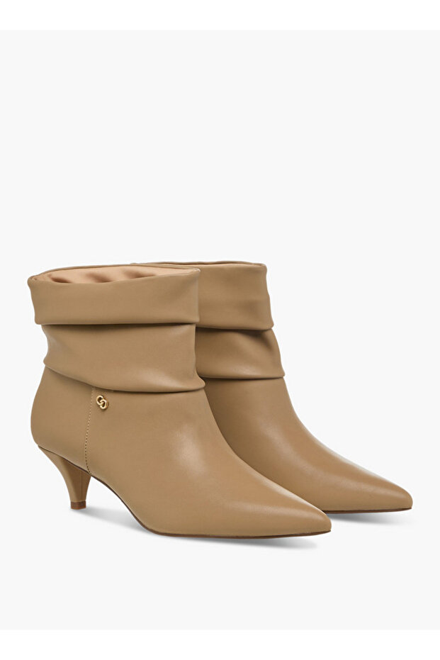 Women's Ruched Detail Ankle Boots with Kitten Heels