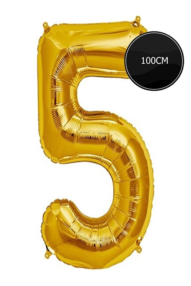100cm 5 Number Foil Balloon Gold