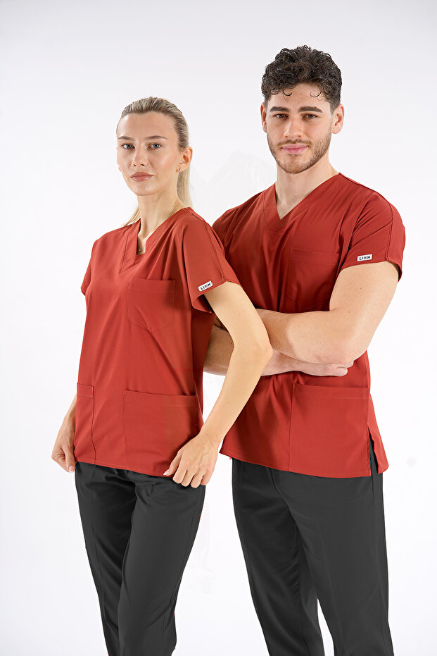 Tile Dr.Greys Model Lycra Nurse Doctor Uniform Scrubs Single Top Unisex Bat Sleeve
