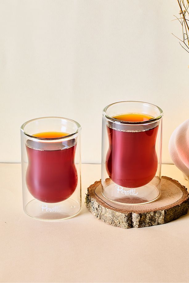 2'li Isıya Dayanıklı Çift Cidarlı Cam Çay Bardağı 140 ml - 1
