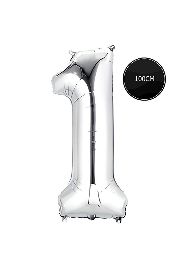 100cm 1 Number Foil Balloon Silver