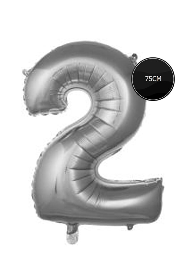 75cm 2 Number Foil Balloon Silver