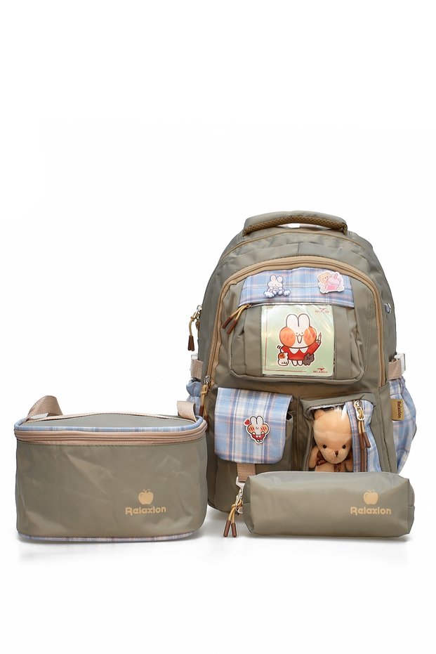 Set of 3 Primary School Bags School Bag & Thermal Lunch Bag & Pen Holder 1395