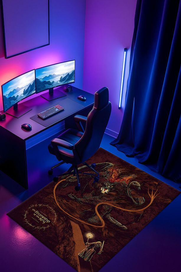 Desenli Anime & Gamer Halısı Kaymaz Taban Makinede Yıkanabilir Genç Odası Halısı - 2