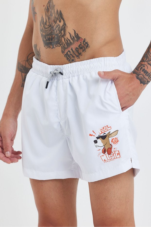 Feel Music Printed Swim Shorts Af-Y95843Lns