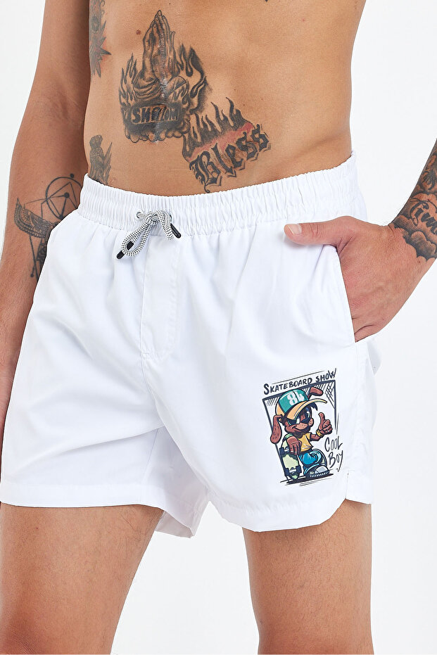 Cool Boy Baskılı Deniz Şortu - 4