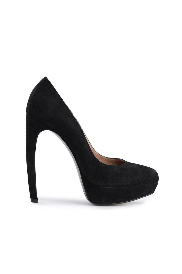 Siyah Hakiki Süet Platform Topuklu Stiletto - 2