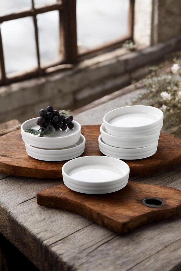 Set of 6 Porcelain Round Mini Bowls, Breakfast, Snack