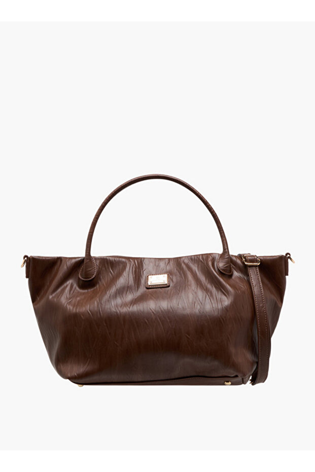 Textured Tote Bag with Double Handle and Detachable Shoulder Strap W 30 x H24 x D 16 cm