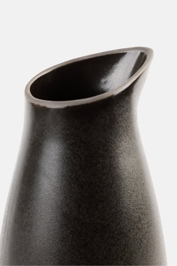 Solid Stoneware Decorative Flower Vase, Black - 3