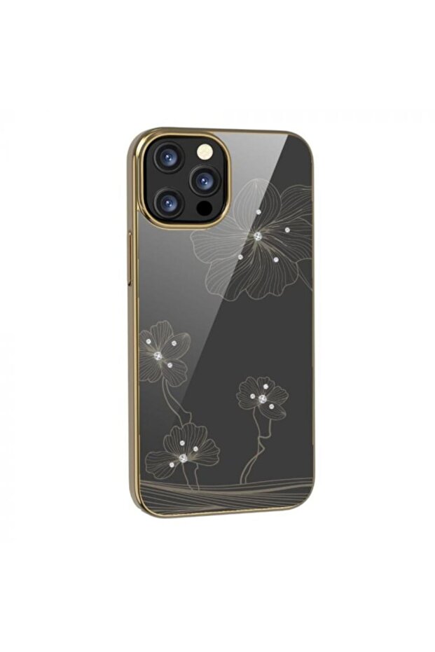 Protective Case Crystal Flora for iPhone 13 Pro Max, Gold - 2