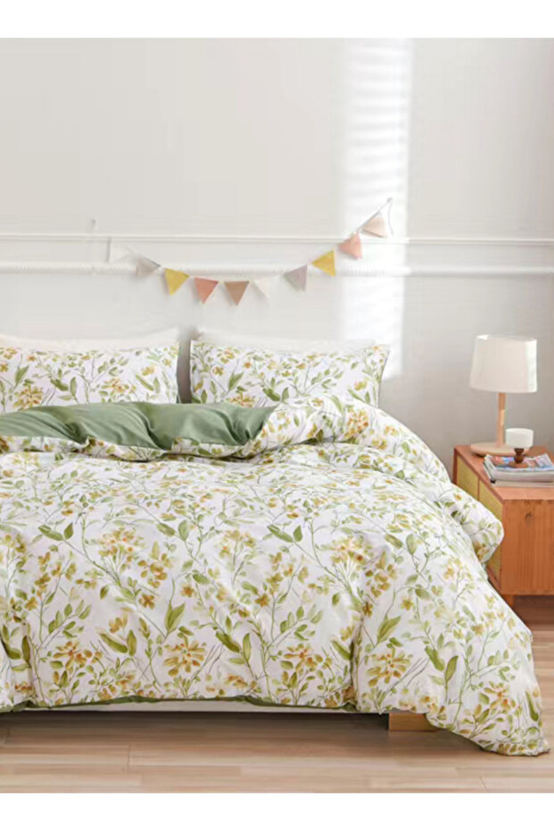 Queen size 6 piece bedding set brown floral print super soft quality 200x230cm.
