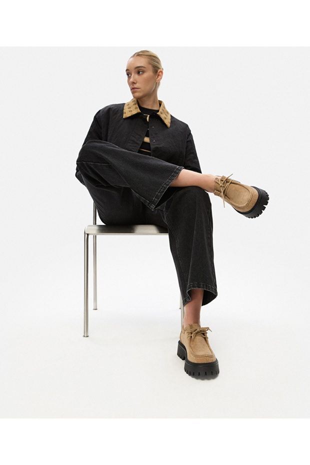 Colorblock bağcıklı ayakkabı - 5