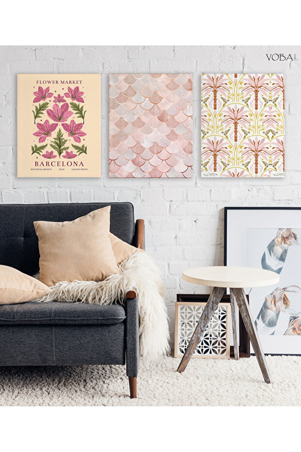 3 PARÇA BİTKİ MDF TABLO SETİ - 1