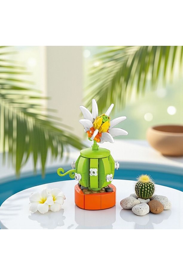 | Mini Botanica | Cıvıltı Çiçeği – Echinopsis Kaktüs Modeli – DIY 3D Yapboz Mini Saksı Blok Seti - 4