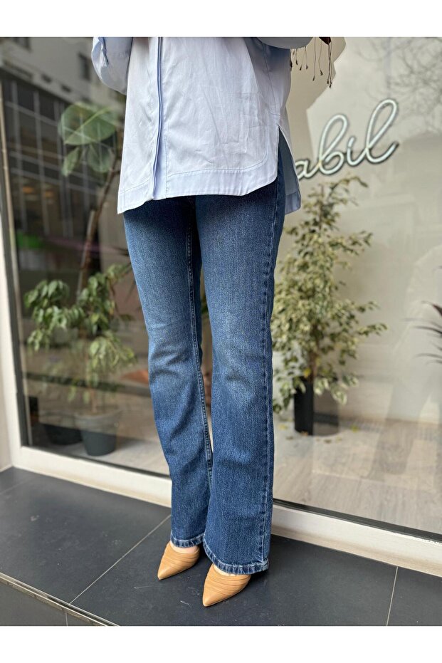 Basic Kadın Düz Paça Jean Mavi - 1