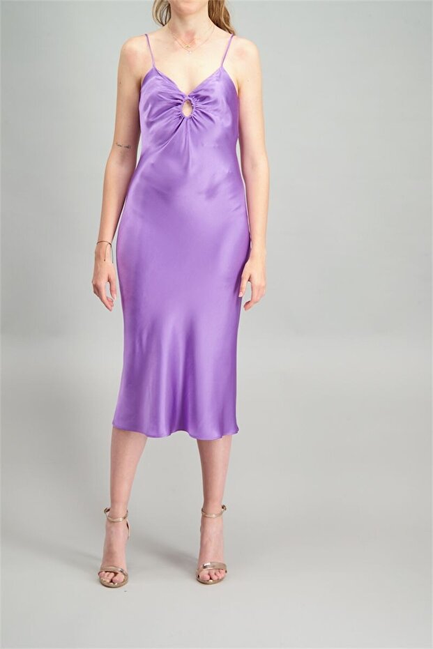 Askılı Saten Elbise - 2