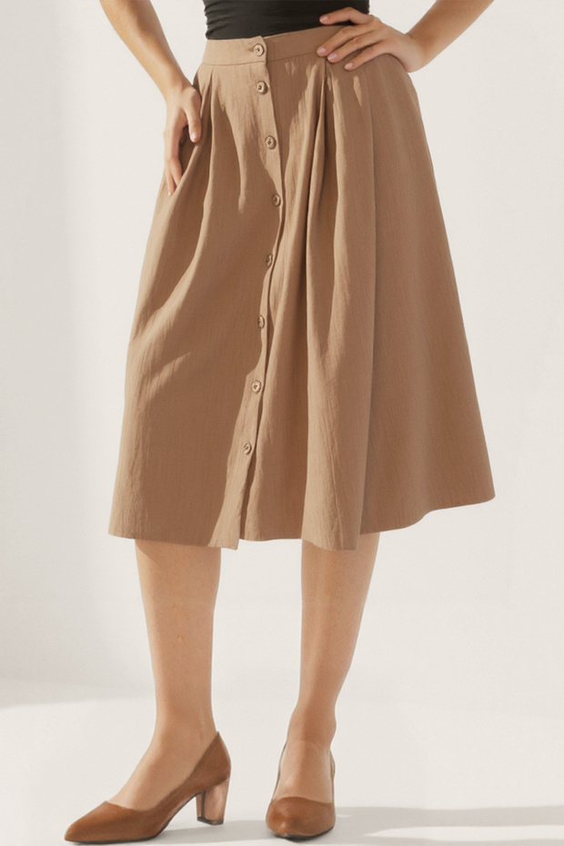 تنورة ميدي بأزرار أمامية - 3