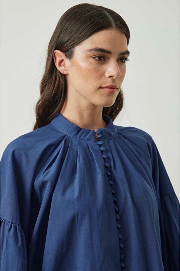 Önden Düğmeli Poplin Gömlek - 5