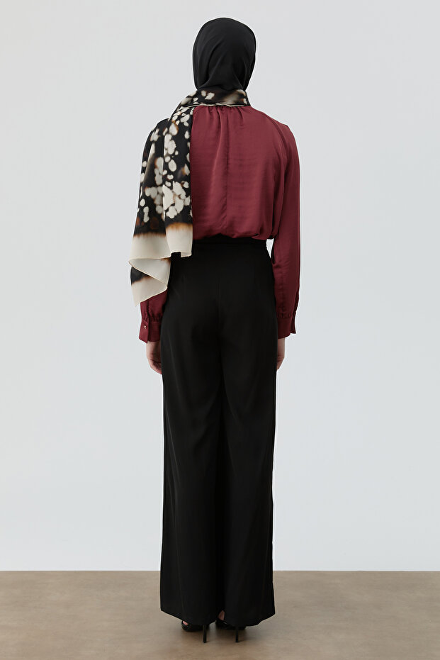 Anvelop Pileli Pantolon - Siyah - 7