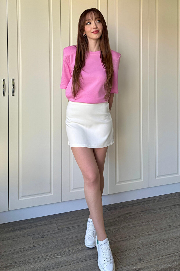 Basic Mini Beyaz Etek - 3