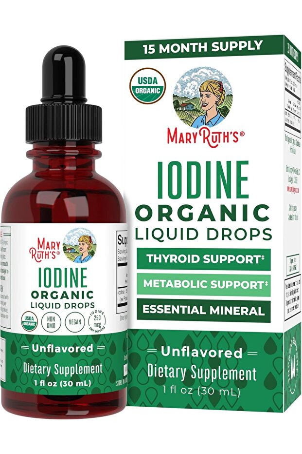 MaryRuth Organics Vegan Iodine Drops - Nascent Liquid Iodine Supplement - 450 Servings
