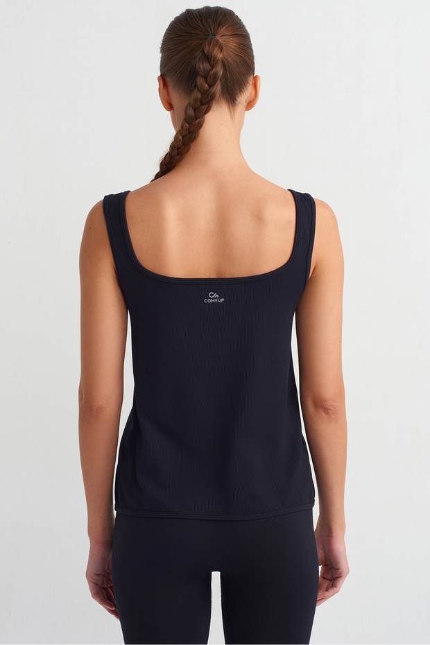 Open Front Slim Ribbed Undershirt Black - 2