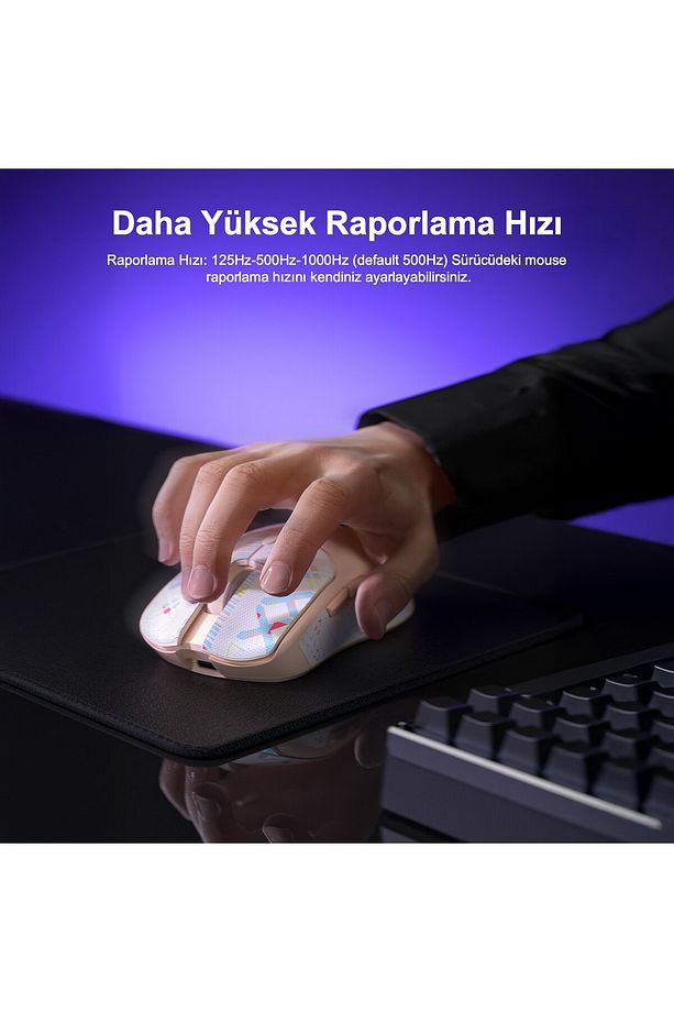 Sc580x Lightweight Paw3395 Sensor 10000 Dpı 1000hz Kablolu Ve Kablosuz Gaming Oyuncu Mouse Siya - 6