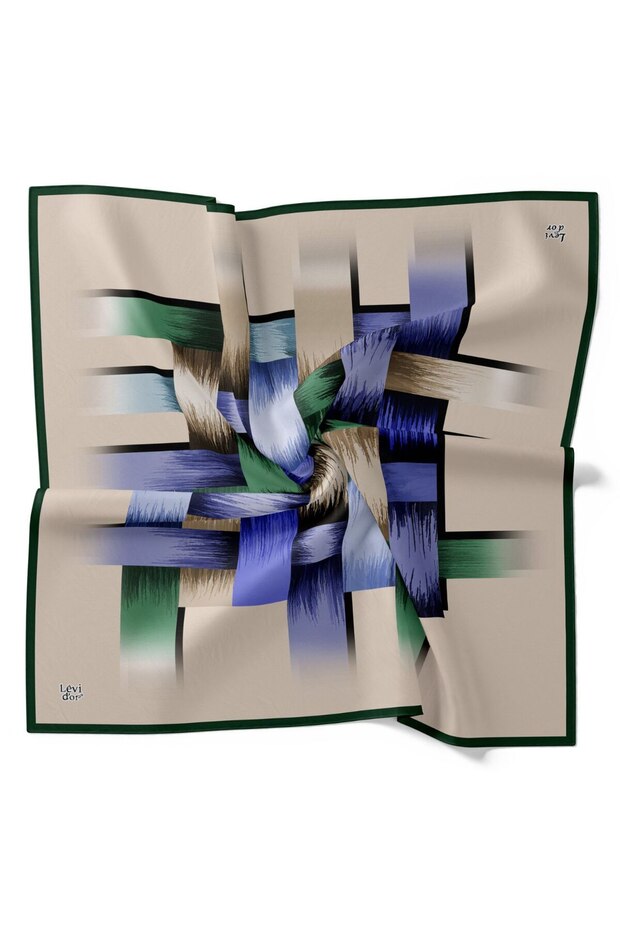 وشاح كريستالي لامع بنمط فرشاة هندسية - 1