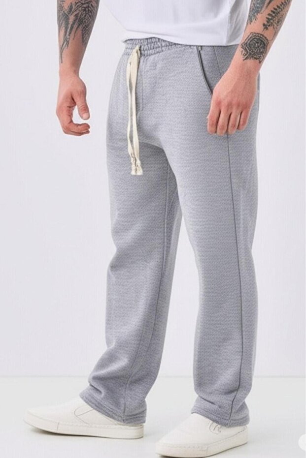 Men's Grimelange Fine Futter Fabric Wide Leg Sweatpants with Back Pocket