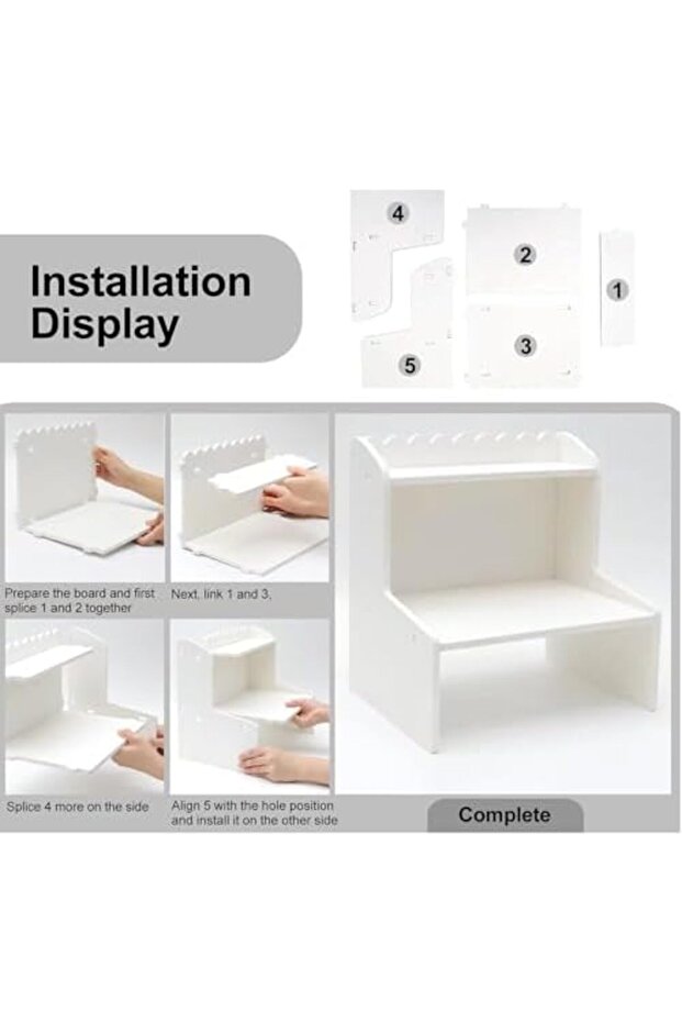FFD Wooden Desktop Organizer | Large Capacity MDF Desk Tidy Storage Box with Bookshelf, Countertop - 4