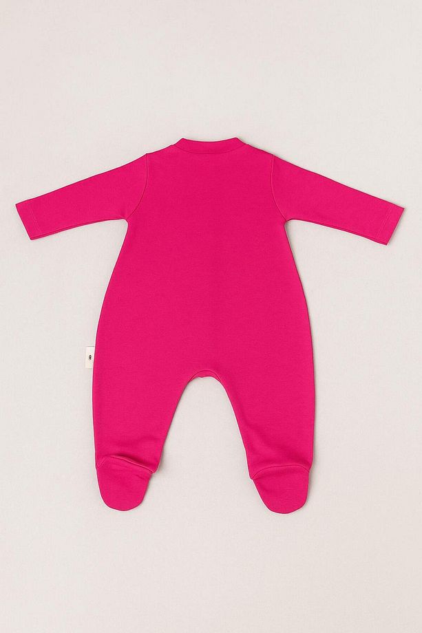 Çıtçıtlı Pamuklu Pembe Çivçiv Desenli Bebek Zıbını - 3